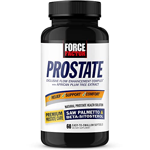 Force Factor Prostate Saw Palmetto and Beta Sitosterol Supplement for Men, Prostate Health/Size Support, Urinary Relief, Bladder Control, Reduce Nighttime Urination, 60 Softgels