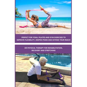 Yoga Blocks and Strap Set 2 Pack Yoga Blocks Light Weight High Density Foam 4 x 6 x 9 Inches and 8 Foot Thick Cotton Yoga Strap for Beginners and Advanced Yogis Supports All Poses (Purple)