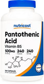 Nutricost Pantothenic Acid (Vitamin B5) 500mg, 240 Capsules