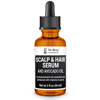 Dr Berg's (All In One) Hair Growth Serum w/ Jojoba Oil & Castor Oil For Fuller Thicker Hair | Contains 13 Plant-Based All Natural Hair Growth Oils | Added Vitamin E & D for Enhancement | 2 fl oz