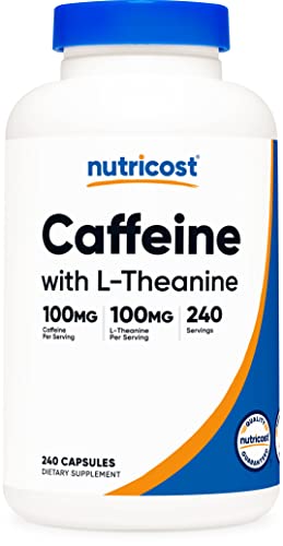 Nutricost Caffeine with L-Theanine, 100mg of Each, 240 Capsules, 240 Servings - Non-GMO and Gluten Free