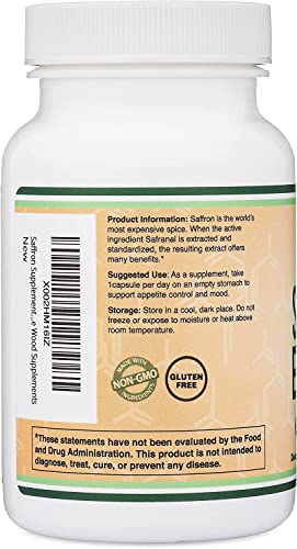 Saffron Supplement for Focus - Saffron Extract 88.5mg Vegan Capsules (210 Count) Minor Appetite Suppressant for Healthy Weight Management (Supports Eye, Retina, and Lens Health) by Double Wood