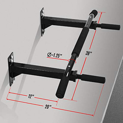 Yes4All Multifunctional Wall Mounted Pull Up Bar/Chin Up Bar Home Gym Workout Strength Training Equipment Large