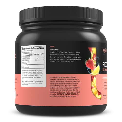 Legion Recharge Post Workout Supplement (Strawberry Lemonade) - All Natural Muscle Builder & Recovery Drink with Micronized Creatine Monohydrate. Naturally Sweetened & Flavored 60 Serving