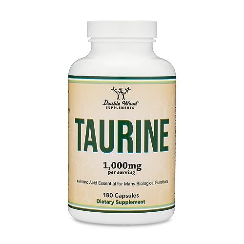 Taurine Supplement 1000mg Per Serving, 180 Capsules - Amino Acid Studied to Support a Longer, Healthier Life (Taurina) Manufactured in The USA, Vegan Safe, Gluten Free, Non-GMO by Double Wood