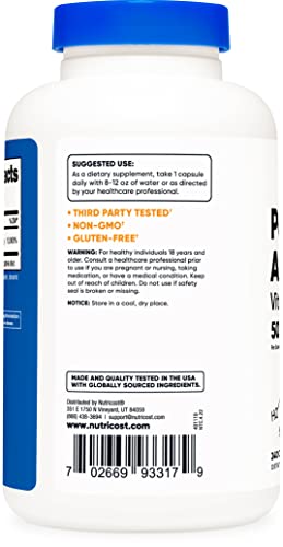 Nutricost Pantothenic Acid (Vitamin B5) 500mg, 240 Capsules