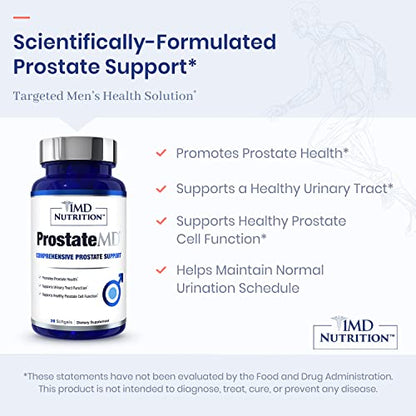 1MD Nutrition ProstateMD Saw Palmetto Prostate Support Supplement - Support for Urinary Tract and Frequent Bathroom Urges | 30 Day Supply