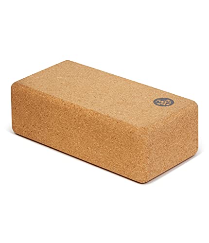 Manduka Cork Lean Yoga Block – Resilient Sustainable Material, Portable, Comfortable, Easy to Grip Fitness, Yoga Exercise & Pilates | 8.5" x 4" x 2.75"