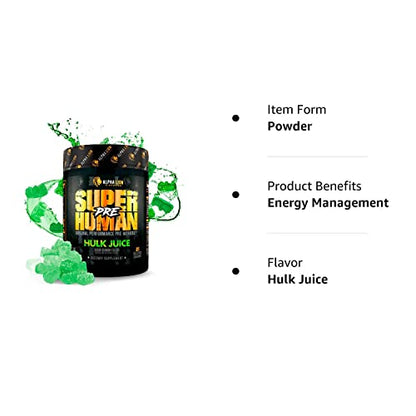 ALPHA LION Superhuman Pre Workout Powder, Beta Alanine, L-Taurine & Tri-Source Caffeine for Sustained Energy & Focus, Nitric Oxide & Citrulline for Pump (21 Servings, Hulk Juice)