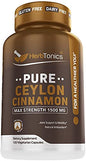 Herbtonics Pure Ceylon Cinnamon Capsules for Enhanced Well-Being - 1500mg per Serving of Ceylon Cinnamon Powder - 120 Vegetarian Capsules