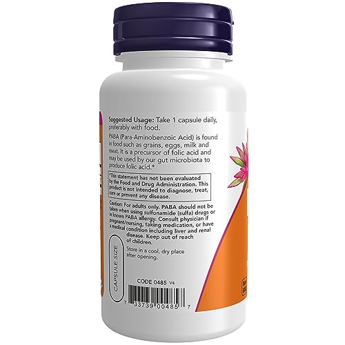 NOW Supplements, PABA (Para-Aminobenzoic Acid) 500 mg, B-Complex Family, 100 Capsules