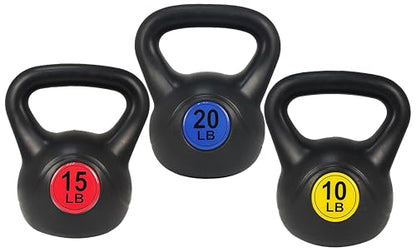 BalanceFrom Wide Grip Kettlebell Exercise Fitness Weight Set, 45LB Set of 3: 10/15/20LB