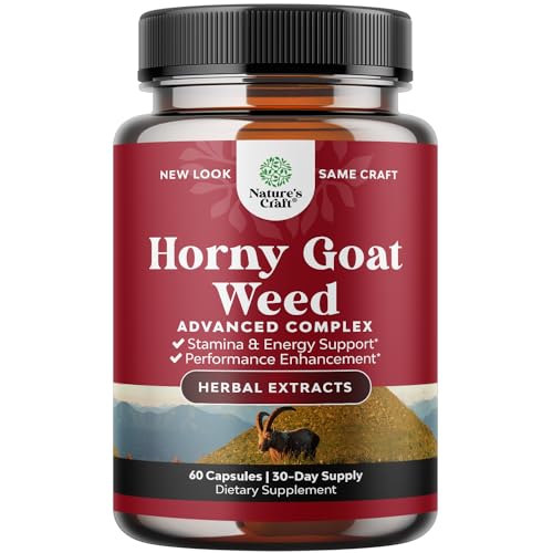 Horny Goat Weed for Male Enhancement - Extra Strength Horny Goat Weed for Men 1590mg Complex with Tongkat Ali Saw Palmetto Extract Panax Ginseng and Black Maca Root for Stamina & Energy - 30 Servings