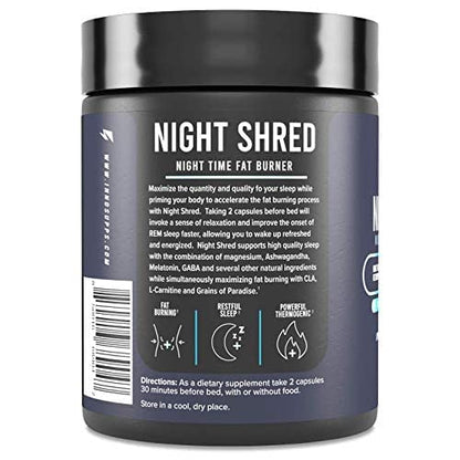 InnoSupps Night Shred - Night Time Fat Burner | Appetite Suppressant and Weight Loss Support| Ashwagandha Root, Grains of Paradise, Melatonin (60 Vegetarian Capsules) |