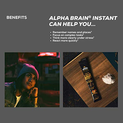 ONNIT Alpha Brain Instant - Ruby Grapefruit Flavor - Nootropic Brain Booster Memory Supplement - Brain Support for Focus, Energy & Clarity - Alpha GPC Choline, Cats Claw, L-Theanine, Bacopa - 30ct