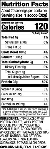 Dymatize ISO100 Whey Protein Powder with 25g of Hydrolyzed 100% Whey Isolate, Gluten Free, Fast Digesting, Chocolate Peanut Butter, 20 Servings