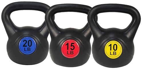 BalanceFrom Wide Grip Kettlebell Exercise Fitness Weight Set, 45LB Set of 3: 10/15/20LB