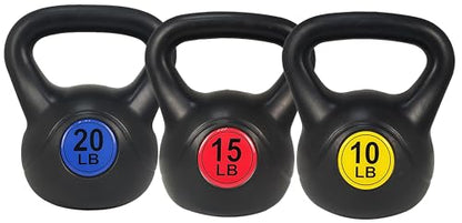 BalanceFrom Wide Grip Kettlebell Exercise Fitness Weight Set, 45LB Set of 3: 10/15/20LB