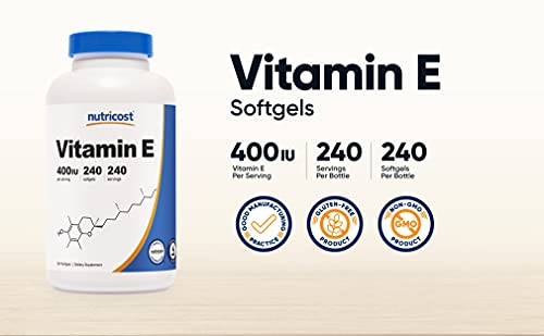 Nutricost Vitamin E 400 IU, 240 Softgel Capsules - Gluten Free, Non-GMO