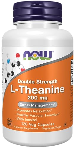 NOW Supplements, L-Theanine 200 mg with Inositol, Stress Management*, 120 Veg Capsules