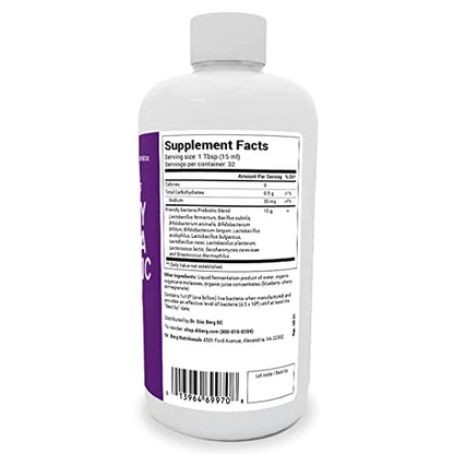 Dr. Berg's Friendly Probiotic Liquid Supplement Drink Mix w/ 12 Live Probiotics Strains & Lactobacillus Acidophilus - Digestive Health, Immune System & Gut Support for Men Women & Kids -1 Month Supply