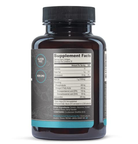 ONNIT Antarctic Krill Oil - 1000mg Per Serving - No Fishy Smell or Taste - Packed with Omega-3s, EPA, DHA, Astaxanthin & Phospholipids - Supports Healthy Joints, Brain, Heart, and Blood Pressure