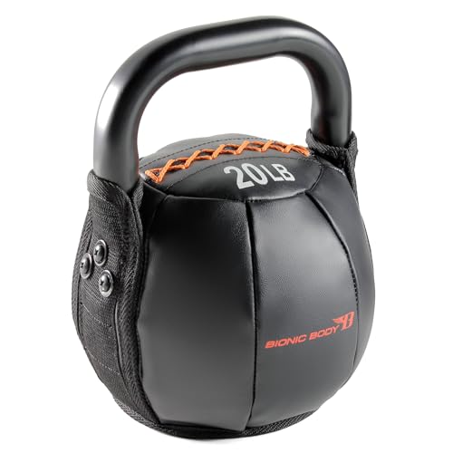 Bionic Body Soft Kettlebell with Handle for Weightlifting, Conditioning, Strength and core Training 20lb BBKB-20