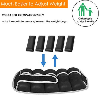 Prodigen Adjustable Ankle Weights Set for Men & Women Ankle Wrist Weight for Walking, Jogging, Gymnastics (Black, 1lbs x2)