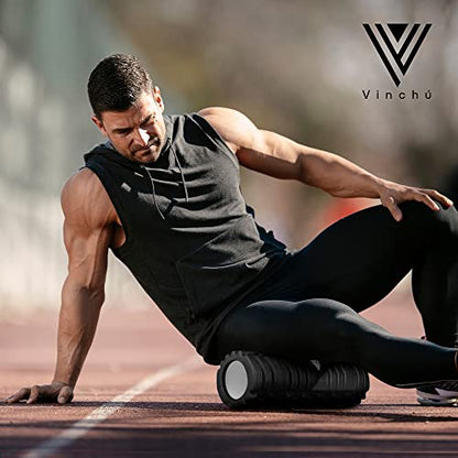 The Vinchu Foam Roller - Deep Tissue Massage Muscle Roller and Stretching Equipment for Sustainable Strength and Myofascial Trigger Point Release (Space Black)