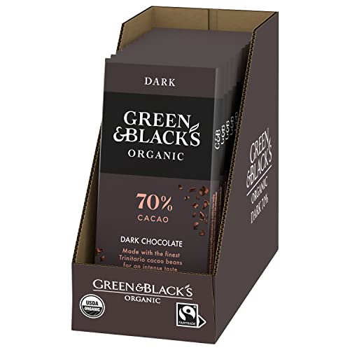 Green & Black's Organic Dark Chocolate Bar, 70% Cacao, 10 - 3.17 oz Bars