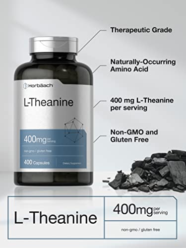 L-Theanine 400mg | 400 Capsules | High Potency Supplement | Non-GMO & Gluten Free | by Horbaach