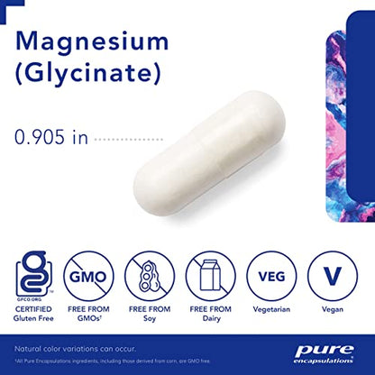 Pure Encapsulations Magnesium (Glycinate) - Supplement to Support Stress Relief, Sleep, Heart Health, Nerves, Muscles, and Metabolism* - with Magnesium Glycinate - 180 Capsules