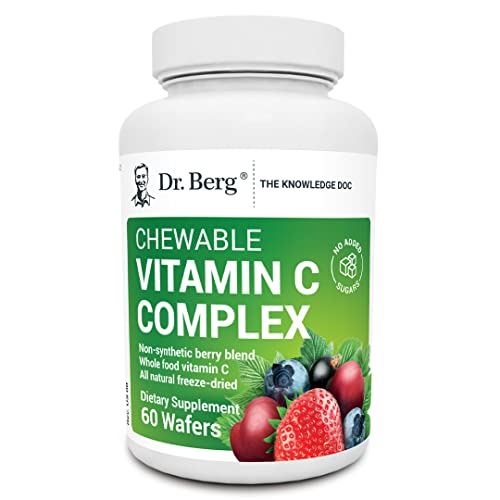 Dr. Berg's Vitamin C Complex Whole Food (60 Chewable) 100% Natural Vitamin C from Just 4 Berries, Non-GMO