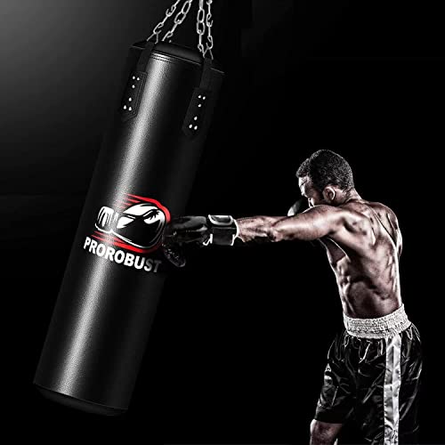 Prorobust Punching Bag for Adults, 4ft PU Heavy Boxing Bag Set with 12OZ Gloves for MMA Kickboxing Boxing Karate Home Gym Training (Unfilled)