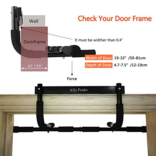 ALLY PEAKS Pull Up Bar Thickened Steel Pipe Super Heavy Duty Steel Frame Upper Workout Bar| Multi-Grip Strength for Doorway | Indoor Chin-Up Bar Fitness Trainer for Home Gym Portable (silver2)