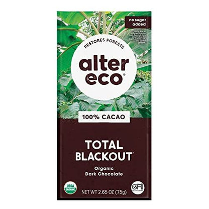 Alter Eco | Dark Chocolate Bars | Pure Dark Cocoa, Fair Trade, Organic, Non-GMO, Gluten Free (Total Blackout)