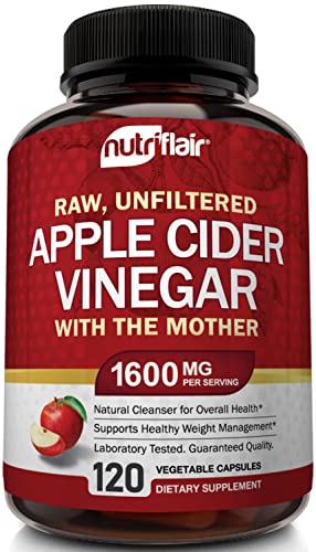 Apple Cider Vinegar Capsules with The Mother - 120 Vegan ACV Pills - Best Supplement for Healthy Weight Loss, Diet, Keto, Digestion, Detox, Immune - Powerful Cleanser & Appetite Suppressant Non-GMO