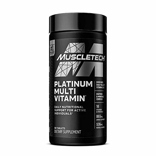 MuscleTech Platinum Multivitamin for Immune Support | 18 Vitamins & Minerals | Vitamins A C D E B6 B12 | Daily Workout Supplements for Men | 90 ct