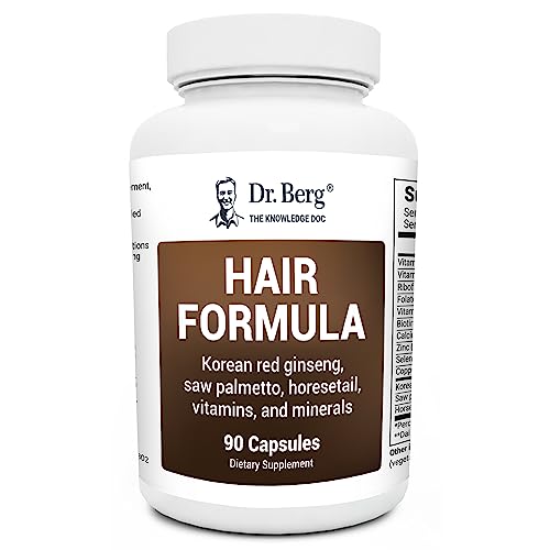 Dr. Berg All in One Hair Vitamins for Men & Women - Advanced Hair Formula Includes Biotin, Saw Palmetto, DHT Blocker & Trace Minerals - Hair Supplement for Hair, Skin & Nails - 90 Veg Capsules
