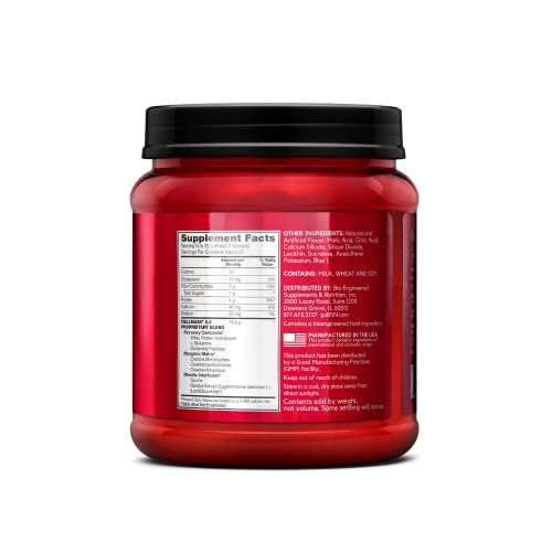 BSN CELLMASS 2.0 Post Workout Recovery with BCAA, Creatine, & Glutamine - Keto Friendly - Blue Raz, (25 Servings)