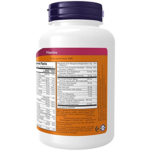 NOW Supplements, ADAM™ Men's Multivitamin with Saw Palmetto, Plant Sterols, Lycopene & CoQ10, 90 Softgels