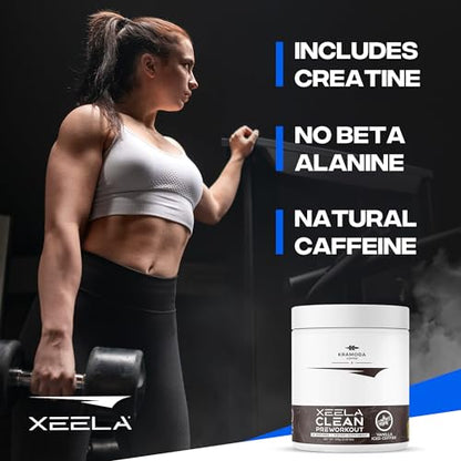 XEELA Pre Workout - Clean & Tested - Jitter Free, Safe, and Natural - Increase Thermogenic Energy, Focus, and Endurance w/Creatine, Organic Caffeine, and Plant Based Citrulline (Vanilla Iced Coffee)