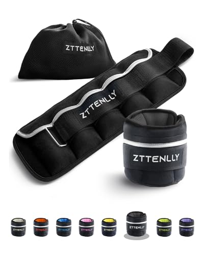 ZTTENLLY Adjustable Ankle Weights 1 To 5 LBS Pair with Carry Bag - Breathable Fabrics, Reflective Trim - Strength Training Leg Wrist Arm Ankle Walking Weights Sets for Women Men Kids