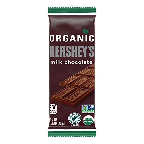 HERSHEY'S Organic Milk Chocolate Candy, Individually Wrapped, 1.55 oz Bar (12 Count)