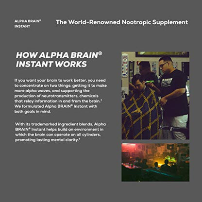 ONNIT Alpha Brain Instant - Ruby Grapefruit Flavor - Nootropic Brain Booster Memory Supplement - Brain Support for Focus, Energy & Clarity - Alpha GPC Choline, Cats Claw, L-Theanine, Bacopa - 30ct