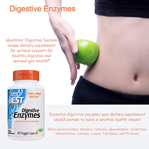 Doctor's Best Digestive Enzymes Non-GMO Vegetarian Gluten Free, 90 Veggie Caps