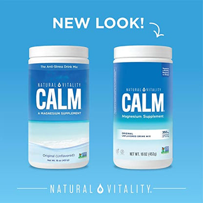 Natural Vitality Calm, Magnesium Citrate Supplement, Anti-Stress Drink Mix Powder - Gluten Free, Vegan, & Non-GMO, Original, 16 oz