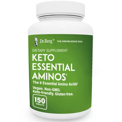 Dr. Berg's Keto Essential Aminos - Contains 8 Essentials Amino Acids -Keto Friendly & Rich in Protein Vegan Tablets - Workout & Muscle Recovery Energy Supplements - Support Healthy Hormones -150 Tabs