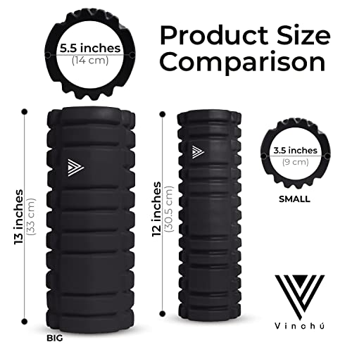 The Vinchu Foam Roller - Deep Tissue Massage Muscle Roller and Stretching Equipment for Sustainable Strength and Myofascial Trigger Point Release (Space Black)