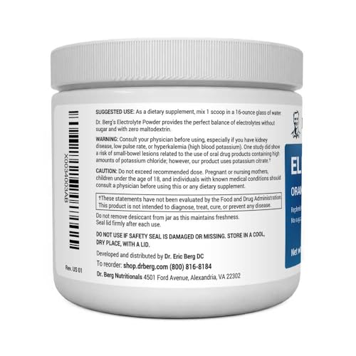 Dr. Berg Hydration Keto Electrolyte Powder - Enhanced w/ 1,000mg of Potassium & Real Pink Himalayan Salt (NOT Table Salt) - Orange Flavor Hydration Drink Mix Supplement - 50 Servings